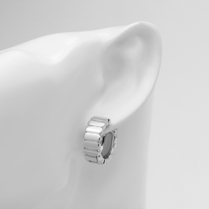 Серьги металл &laquo;Аккорд&raquo; круг из прямоугольников, цвет серебро