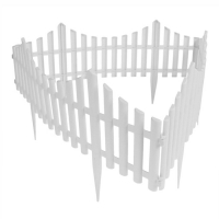 Ограждение декоративное, 30 &times; 300 см, 5 секций, пластик, белое, Greengo