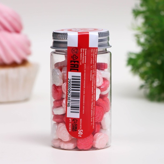 Посыпка кондитерская &laquo;Розы микс&raquo;, бело-красная, 50 г