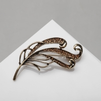 Брошь &laquo;Перо&raquo;, цвет светло-коричневый в чернёном золоте