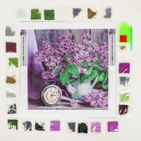 Алмазная мозаика с частичным заполнением на холсте &laquo;Сирень&raquo;, 37 х 37 см