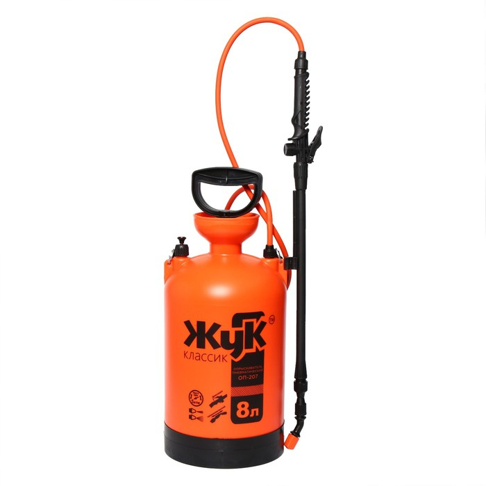 Опрыскиватель помповый ОП-207, 8 л, термоусадка, пластиковый брандспойт 208, &laquo;Жук&raquo;