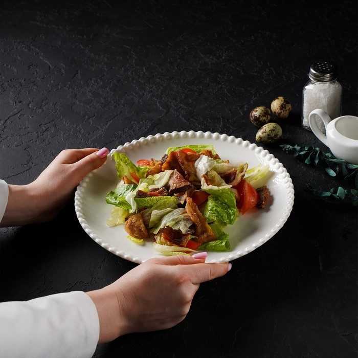 Тарелка фарфоровая обеденная Magistro &laquo;Лакомка&raquo;, d=25 см, цвет белый