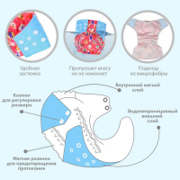Многоразовый подгузник &laquo;Веселые зверята&raquo;, 3-15 кг, цвет красный, Крошка Я