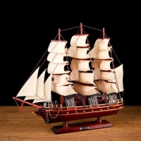 Корабль сувенирный &laquo;Бреслау&raquo;, трёхмачтовый, под тёмное дерево, паруса бежевые, 49х43х8 см
