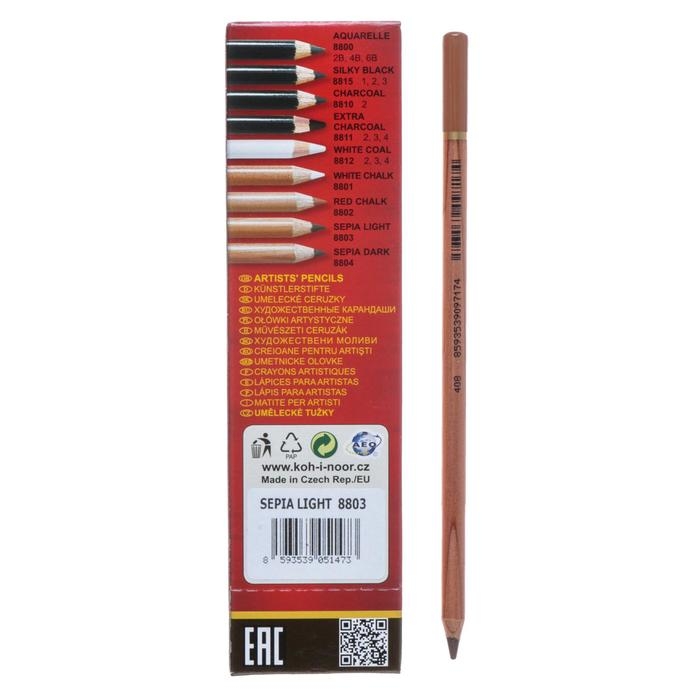 Сепия в карандаше 4.2 мм Koh-I-Noor GIOCONDA 8803, коричневая, светлая, лаковый корпус, 175 мм Сепия в карандаше 4.2 мм Koh-I-Noor GIOCONDA 8803, коричневая, светлая, лаковый корпус, 175 мм