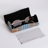 Футляр для очков на магните, длина 16 см, цвет коричневый/голубой