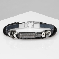 Браслет унисекс &laquo;Стиль&raquo; пуля, цвет чёрный с серебром, 21,5 см