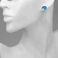 Серьги эмаль &laquo;Ночь&raquo; полумесяц, цвет сине-зелёный в золоте