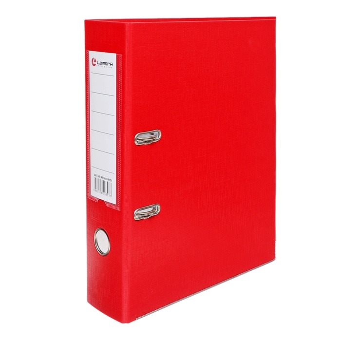 Папка-регистратор А4, 75 мм, Calligrata, ПВХ, тиснение Папка-регистратор А4, 75 мм, Calligrata, ПВХ, тиснение "лен", металлическая окантовка, карман на корешок, собранная, красная, микс