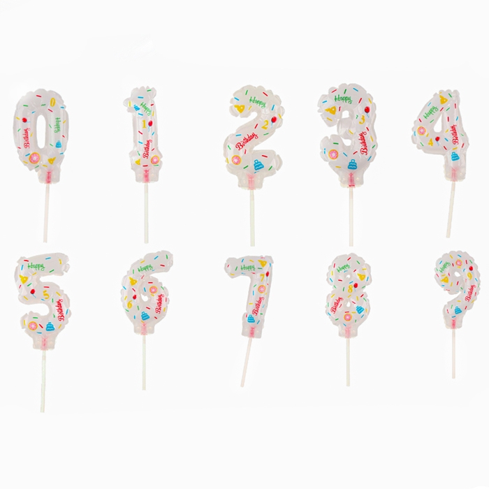 Шар фольгированный 5" &laquo;Набор цифр от 0 до 9 на палочке&raquo;, белый