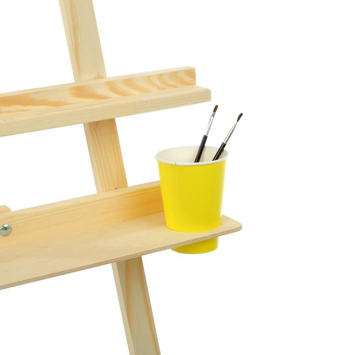 Мольберт тип &laquo;Лира&raquo; 175 х 62 см, (полка 60 х 12 см, с двумя подстаканниками), с бегунком, неокрашенное дерево, Calligrata №7