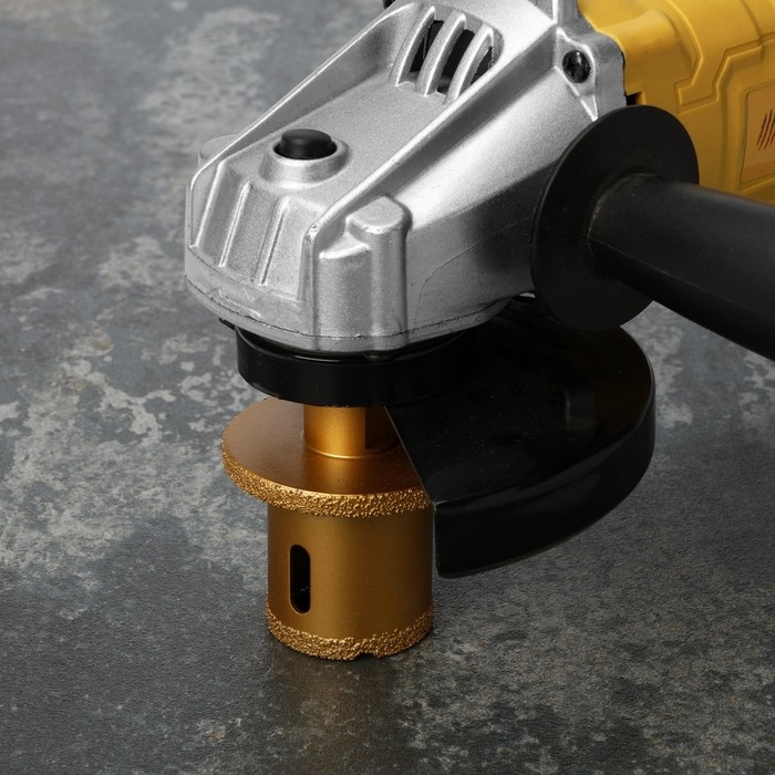 Коронка алмазная ТУНДРА, для УШМ, для отверстий под слив, по плитке, мрамору, 40/60 мм, М14   993530