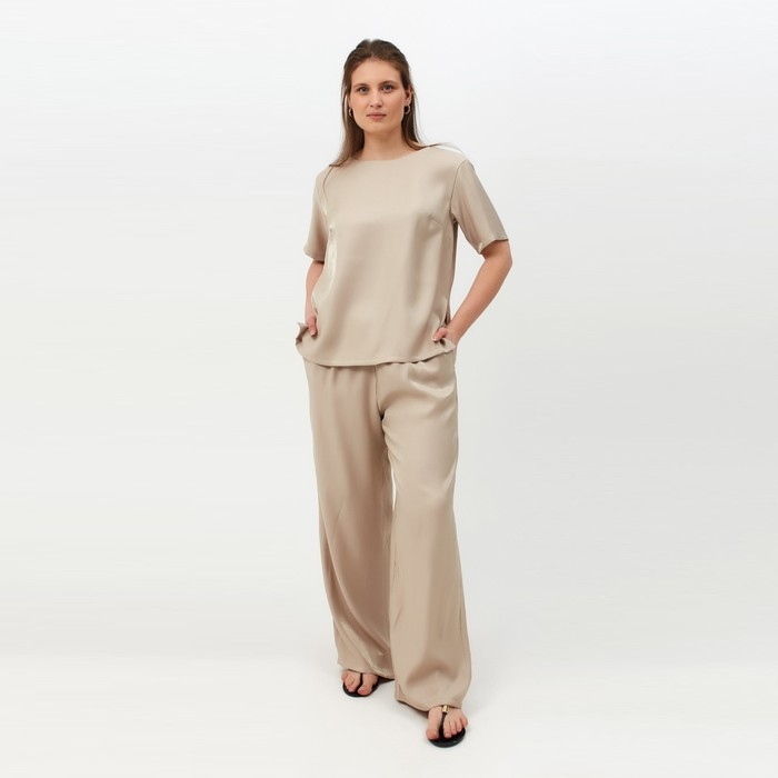 Костюм женский (футболка, брюки) MINAKU: Enjoy цвет бежевый, размер 48 Костюм женский (футболка, брюки) MINAKU: Enjoy цвет бежевый, размер 48