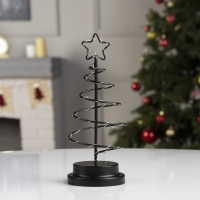 Светодиодная фигура &laquo;Ёлка чёрная&raquo; 12 &times; 25 &times; 12 см, металл, батарейки АААх3 (не в комплекте), свечение тёплое белое