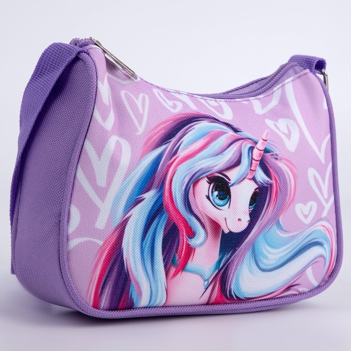 Сумка детская для девочки, текстильная, &laquo;Волшебный единорог&raquo;, 4 см х 17 см х 13 см