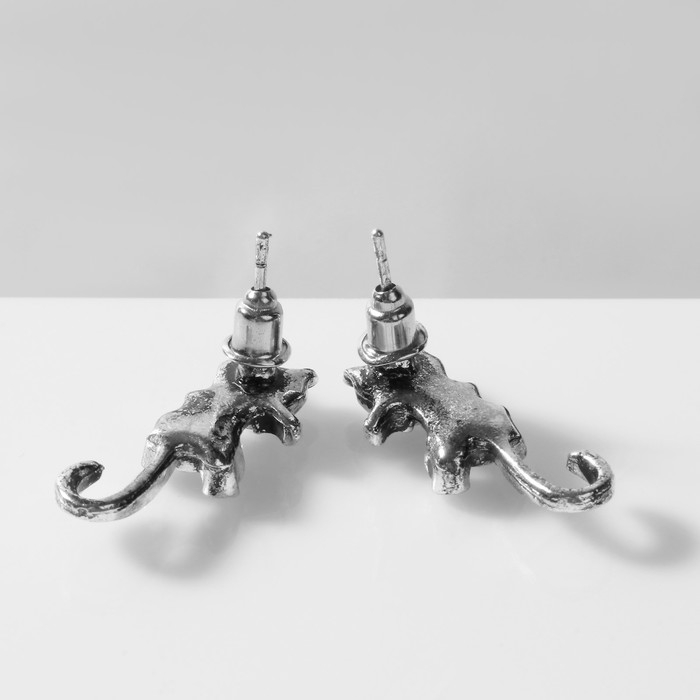 Серьги металл &laquo;Котята&raquo; хвостатые, цвет чернёное серебро