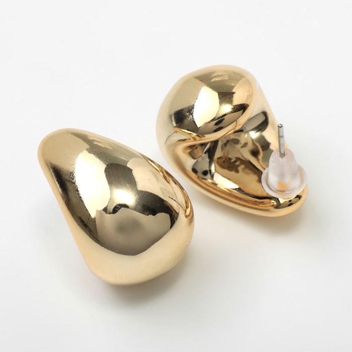 Серьги пластик &laquo;Капля&raquo; структура мини, цвет золото