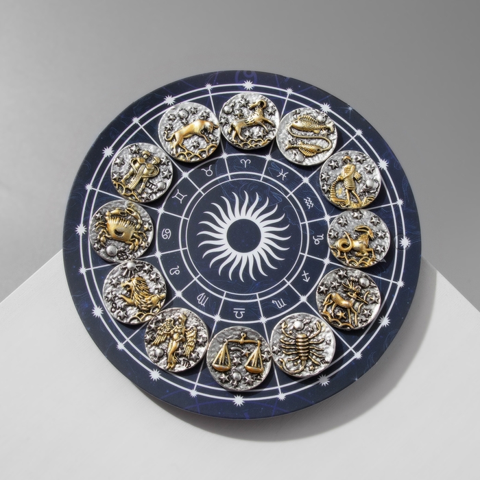 Значок "Знаки зодиака" ассорти, золото в серебре