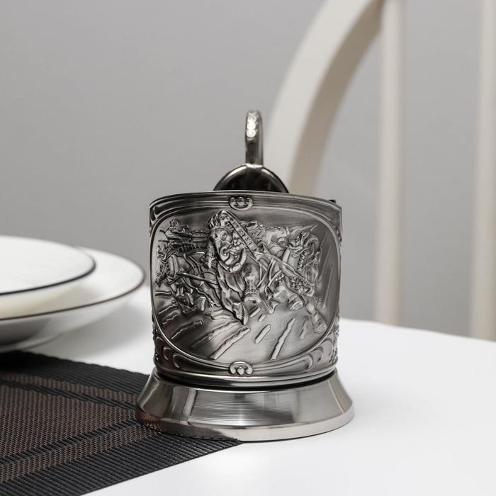 Подстаканник &laquo;Тройка&raquo;, d=72 мм, никелированный, с чернением