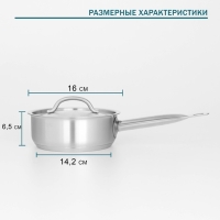 Сотейник из нержавеющей стали с крышкой Hanna Kn&ouml;vell, 1,2 л, d=16 см, h=6,5 см, толщина стенки 0,8 мм, индукция