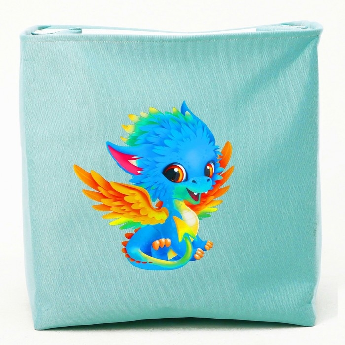 Корзина для хранения игрушкек с затяжкой на веревке, 40 х 50 х 48 см, голубая