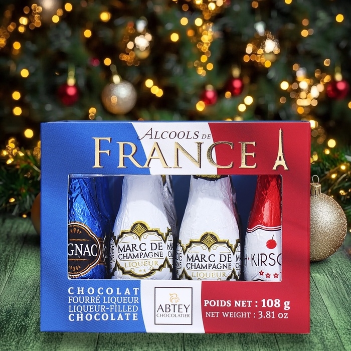 Новый год. Шоколад фигурный ALCOOLS DE FRANCE, с алкогольной начинкой, ассорти, 9 г