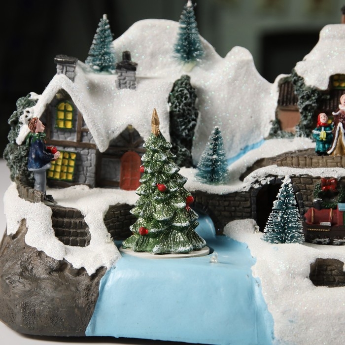 Светодиодная фигура &laquo;Новогодние магазины&raquo; 31 &times; 27 &times; 21 см, полистоун, батарейки ААх3 (не в комплекте), USB, свечение тёплый белый