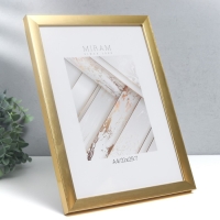 Фоторамка пластик "МИРАМ" 21х29,7 см, (A4) золото (пластиковый экран)