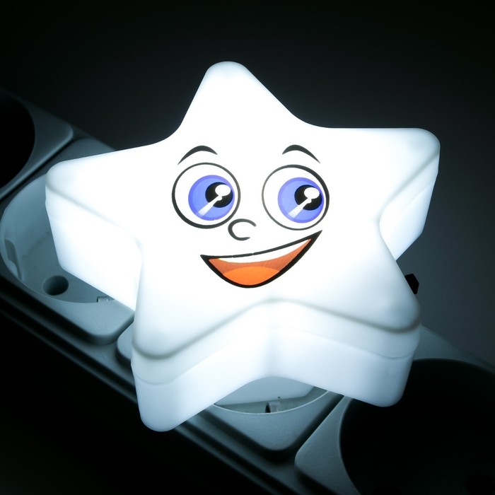 Ночник пластик LED Ночник пластик LED "Звёздочка" МИКС 8х8х2,5 см RISALUX