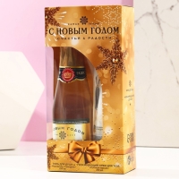 Новогодний подарочный набор косметики &laquo;С Новым годом&raquo;, гель для душа во флаконе шампанское 250 мл и крем для тела 200 мл, ЧИСТОЕ СЧАСТЬЕ