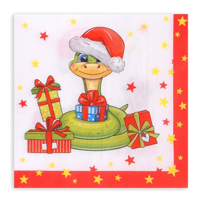 Новогодние салфетки бумажные Лилия «Змейка», 2 слоя, 33х33 см, 20 шт Новогодние салфетки бумажные Лилия «Змейка», 2 слоя, 33х33 см, 20 шт