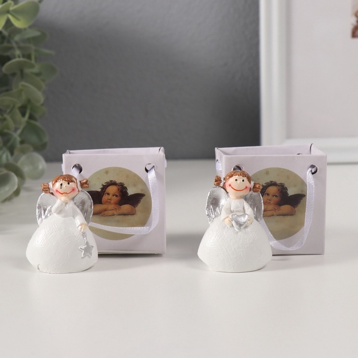 Сувенир полистоун "Девочка ангел с двуми хвостиками" МИКС 2,6х4х5,5 см