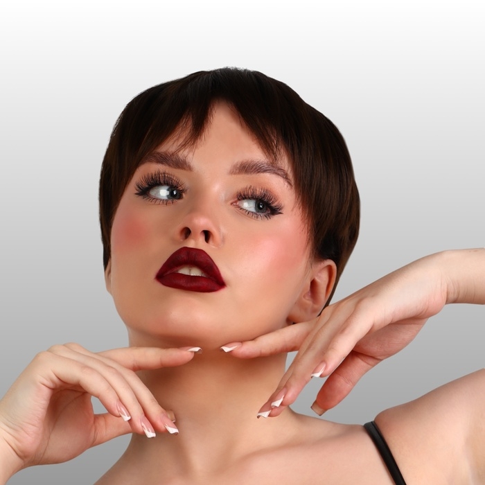 Парик искусственный, с чёлкой, каре, имитация кожи, 16 см, 160 гр, цвет каштановый