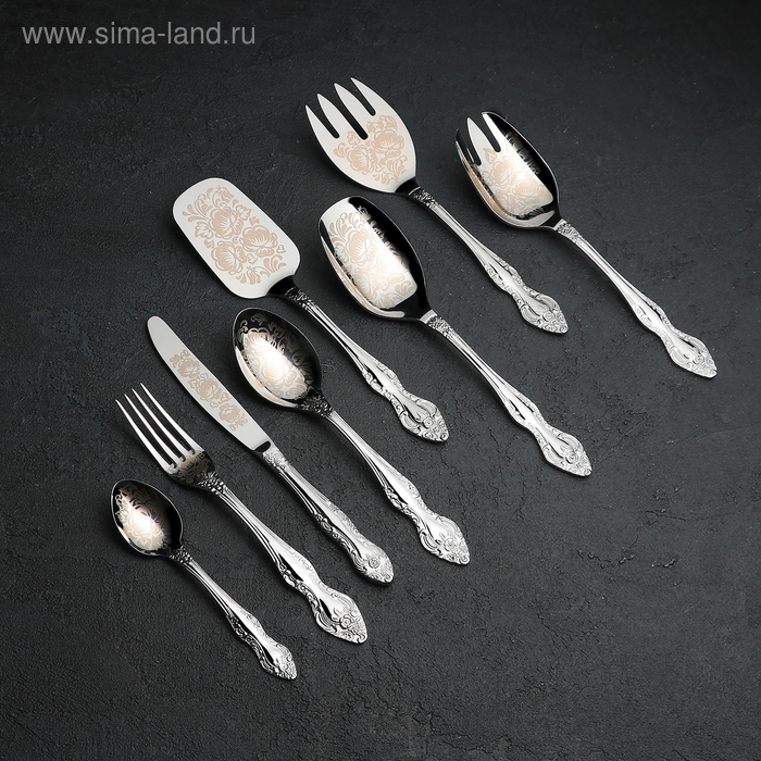 Набор столовых приборов &laquo;Тройка&raquo;, 52 предмета, художественная роспись, декоративная коробка