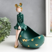 Сувенир полистоун подставка "Девушка ушки мишки, с пузырём" тёмно-зелёный 29х19х28 см Сувенир полистоун подставка "Девушка ушки мишки, с пузырём" тёмно-зелёный 29х19х28 см