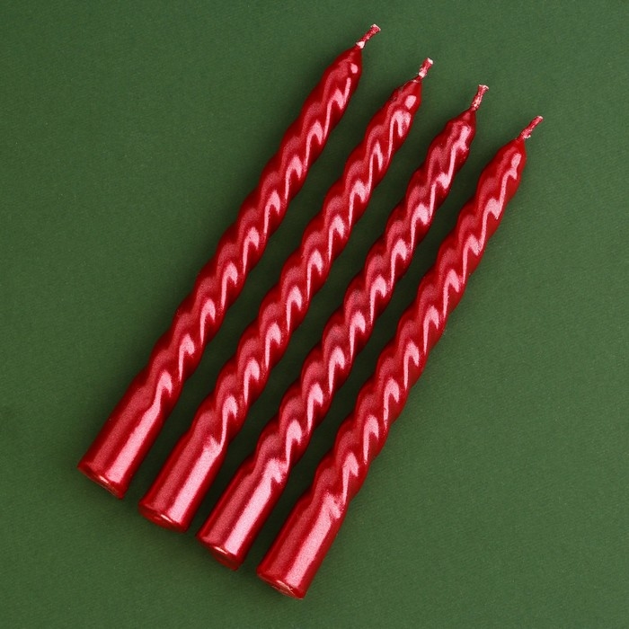 Новогодние свечи витые &laquo;Новый год: Сказочных моментов&raquo;, без аромата, набор 4 шт, высота 15 см