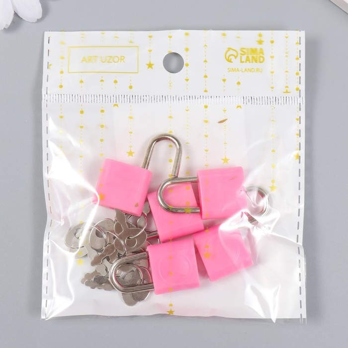 Замочек с ключиком для шкатулки металл, пластик набор 5 шт С286  3,1х1,9 см