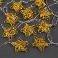 Гирлянда &laquo;Нить&raquo; 4 м с насадками &laquo;Звезда проволока&raquo;, IP20, прозрачная нить, 20 LED, свечение тёплое белое, 8 режимов, 220 В