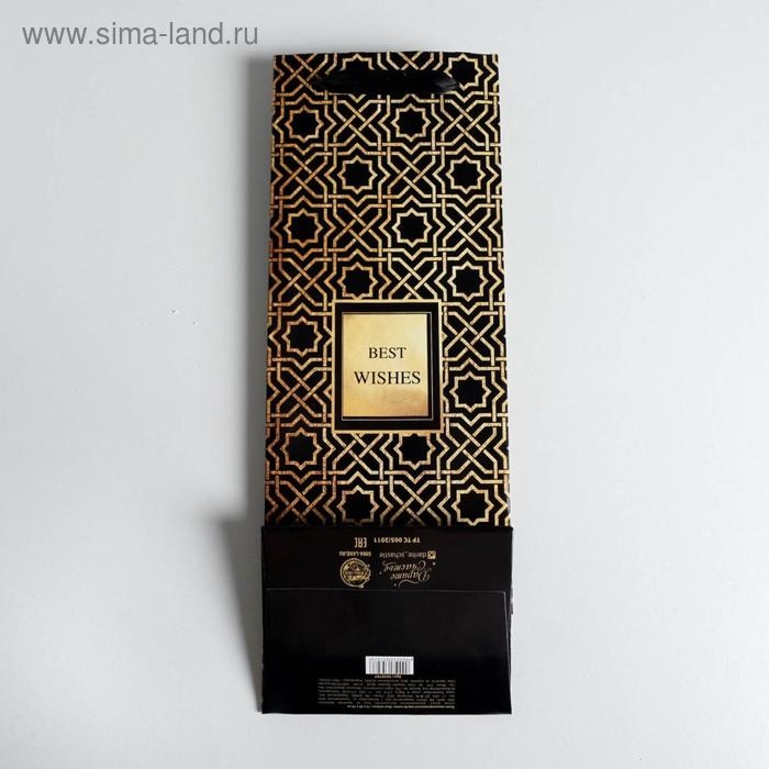 Пакет подарочный ламинированный под бутылку, упаковка, &laquo;Best wishes&raquo;, 13 x 36 x 10 см