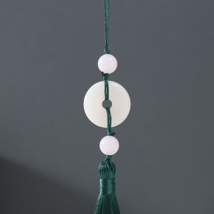 Подвеска текстиль, пластик Подвеска текстиль, пластик "Нефритовый кулон" тёмно-зелёная 1х2,5х12,5 см