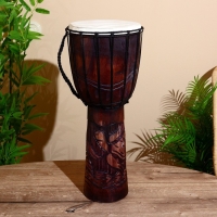 Сувенирный музыкальный инструмент барабан джембе "Тёмный" 60х25х25 см МИКС