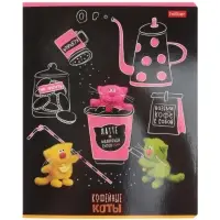 Тетрадь 48л кл Hatber "Кофейные коты", на скобе, скругл углы, 60-65г/м&sup2; 5В МИКС