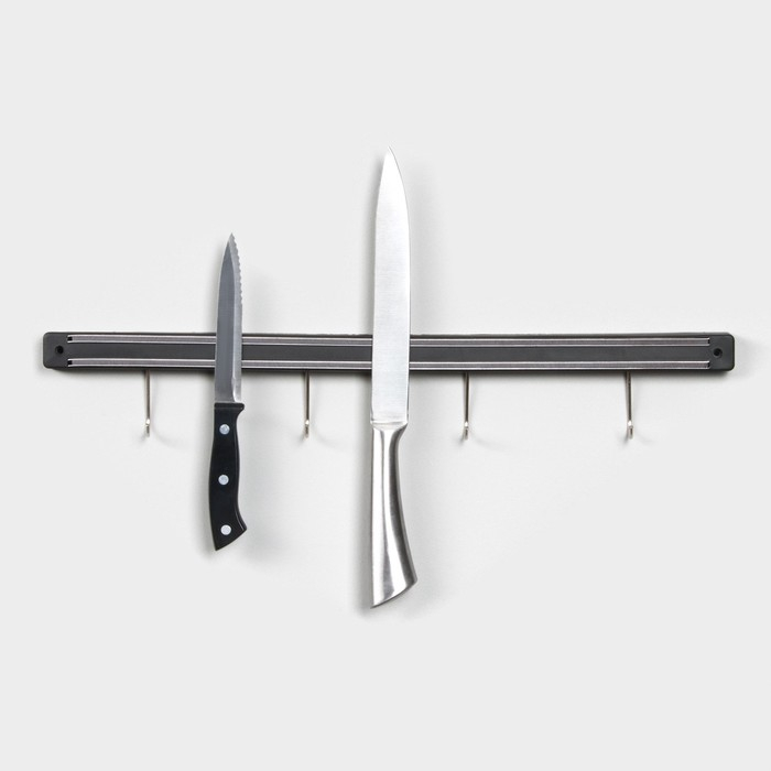 Держатель для ножей магнитный Доляна &laquo;Линия&raquo;, с крючками, 51 см