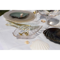 Блюдо сервировочное Magistro &laquo;Ракушка&raquo;, 20&times;11 см, прозрачное с золотой каймой