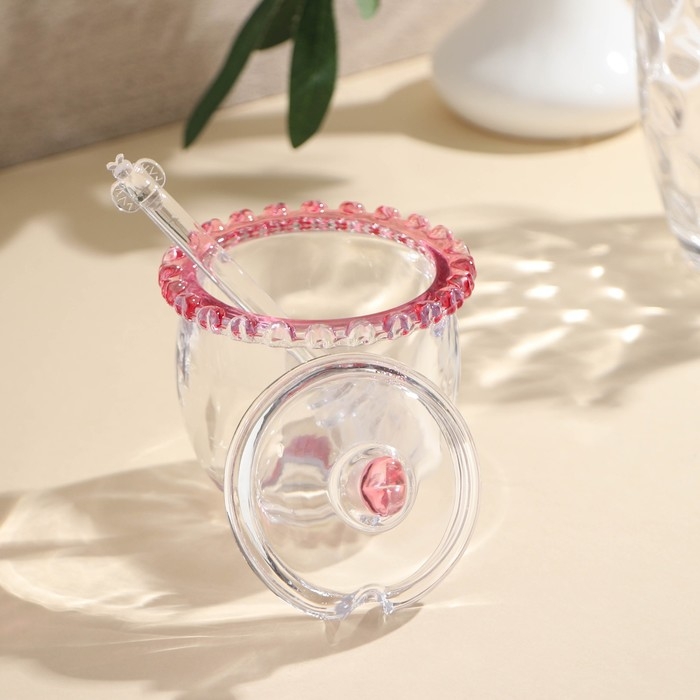 Баночка стеклянная для мёда и варенья c ложкой &laquo;Розе&raquo;, 240 мл, 9,5&times;12 см