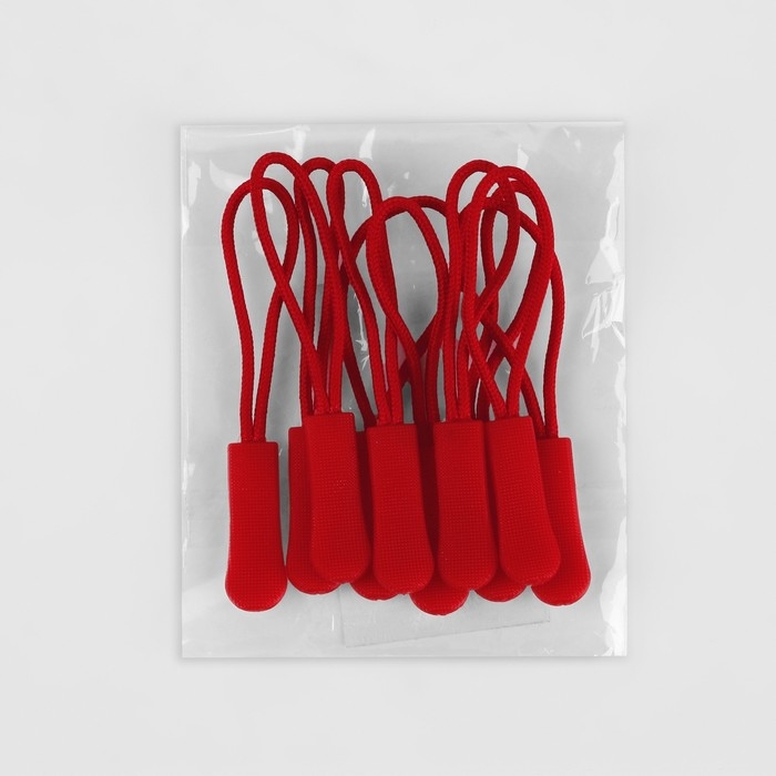 Пуллер для молнии, 2,5 см, 6 &times; 0,8 см, 10 шт, цвет красный