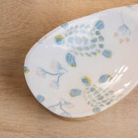 Подставка под ложку "Черепаха и цветы" дерево манго 25,5х9х3,8 см