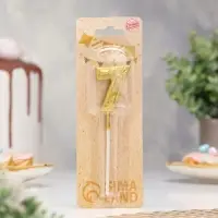 Свеча для торта &laquo;Цветочки&raquo;, цифра 7, золотая