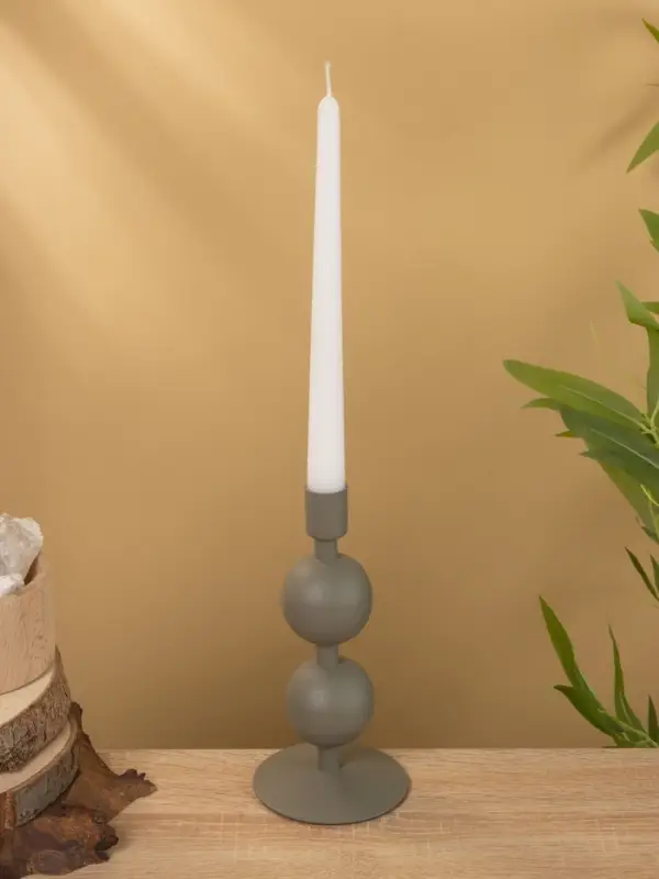 Подсвечник на 1 свечу текстурный "Графитовый" с 2 сферами 8,5х8,5х18 см